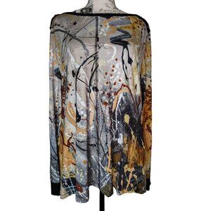 Simply Art by Dolcezza XL Top, Splatter Paint Golden Black White Lagenlook Tunic